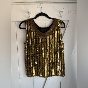 Black & Gold Sequin Sleeveless Top